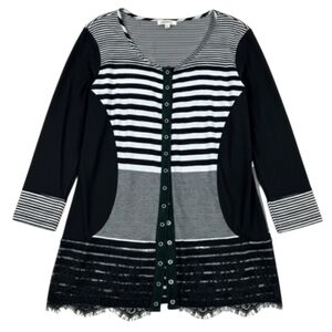 SZ10 2pc Frank Lyman Design Striped Cardigan Camisole Fooler Set